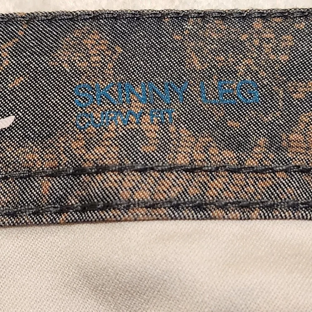Ink Denim Bluegreen/Gold Brocade Paisley Floral Damask Stretch Pants Size 12